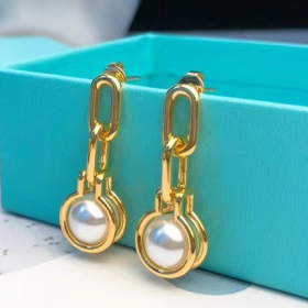  2020 Tiffany HardWear South Sea Pearl Link 18K Gold Earrings 67539869