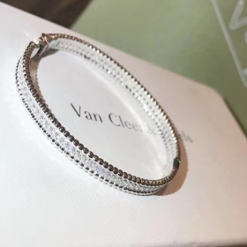 2020 Van Cleef Arpels Perlée 18K Rose Gold Platinum Gold Diamond Bracelet VCARP27J00