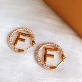  2020 Fendi 18K Gold Diamond Earrings
