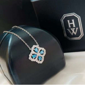 2023 Harry Winston Diamond Loop Aquamarine 18K  Platinum Diamond Necklaces PEAPRPMEL4C
